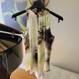 Freda's Silk Watercolour Halter Neck Blouse